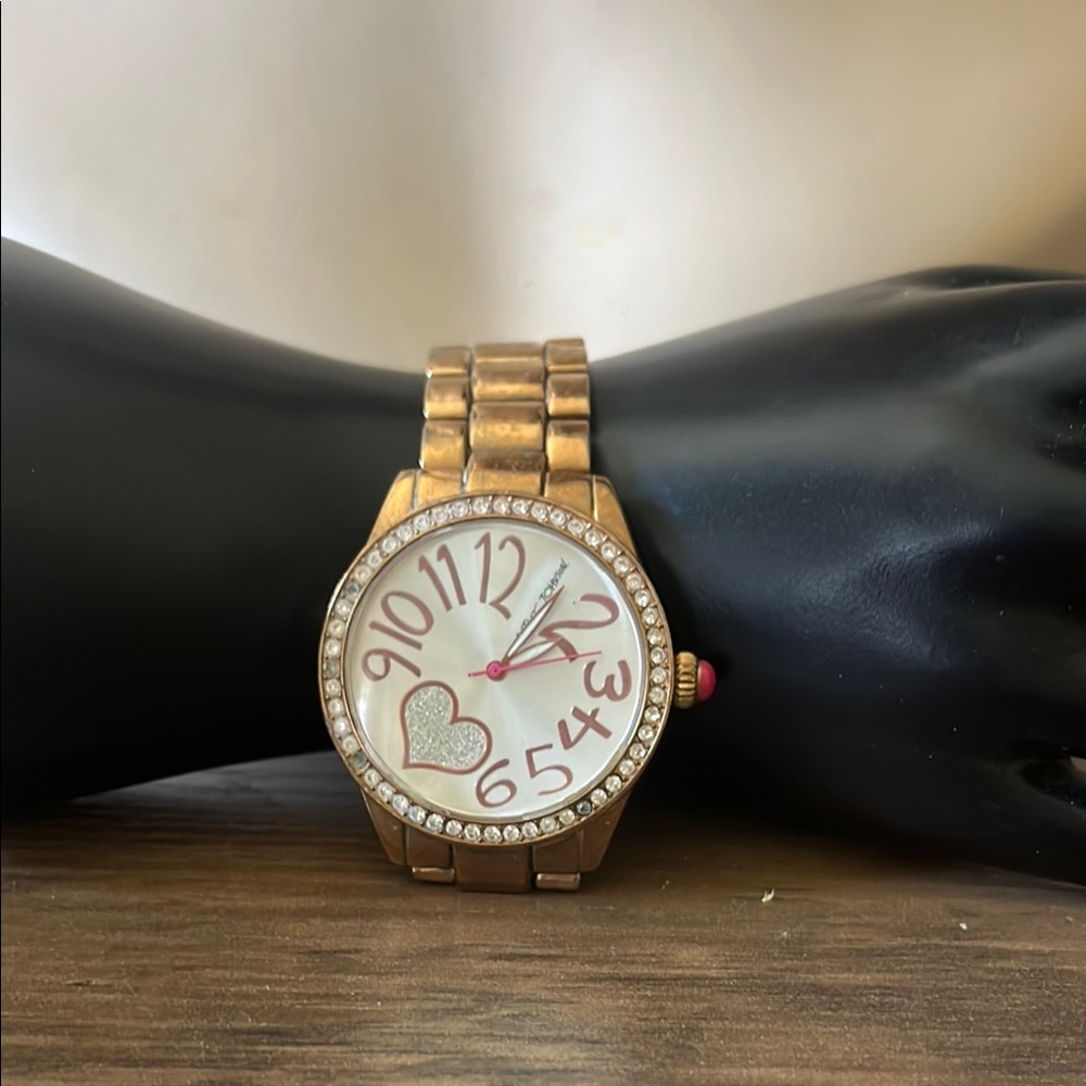 Betsey Johnson Gold Watch with Heart Dial